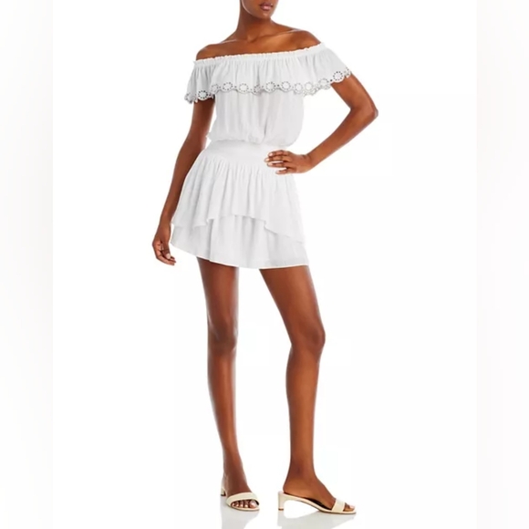 Ramy Brook Off-the-Shoulder Cynthia Flounce Mini Dress Size L - Picture 12 of 14